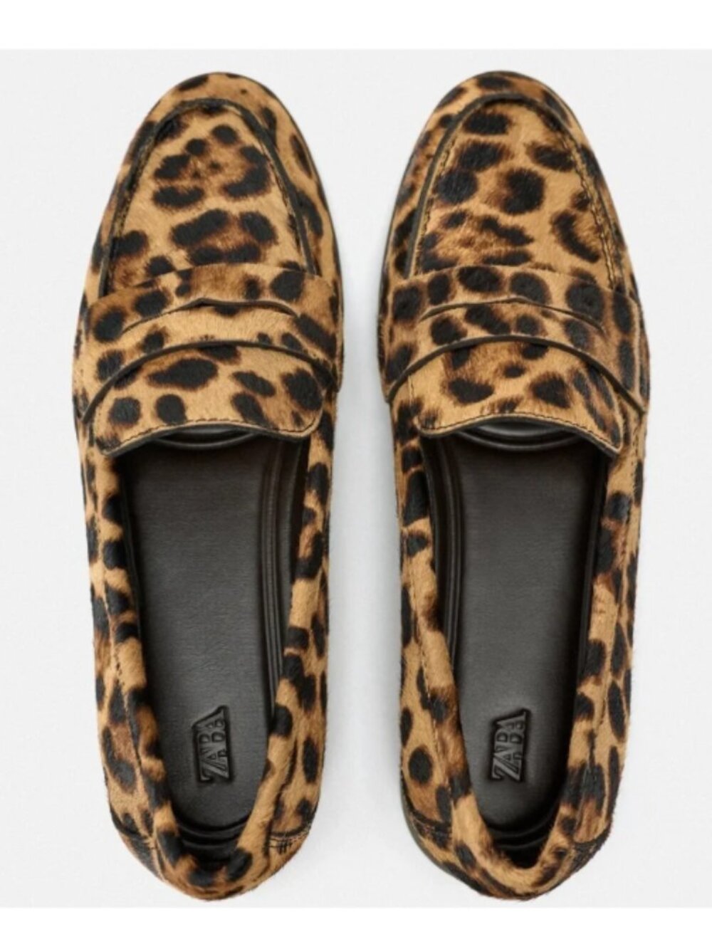 Zara | Leopard Print Leather Loafers 38